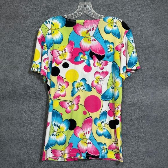 Butterfly Tunic Top Embellished Women M Flutter Sleeve Slinky Knit Whimsy Fairy - Picture 2 of 11